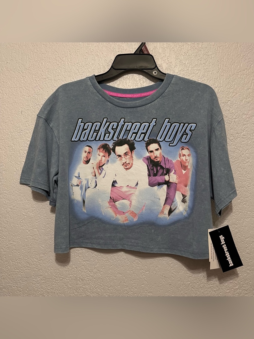 Backstreet Boys Women's Skimmer Tee light blue mineral wash size S